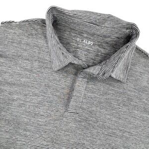 01.Algo Mens Performance Polo Shirt Grey Striped Short Sleeve‎ Golf Top Large